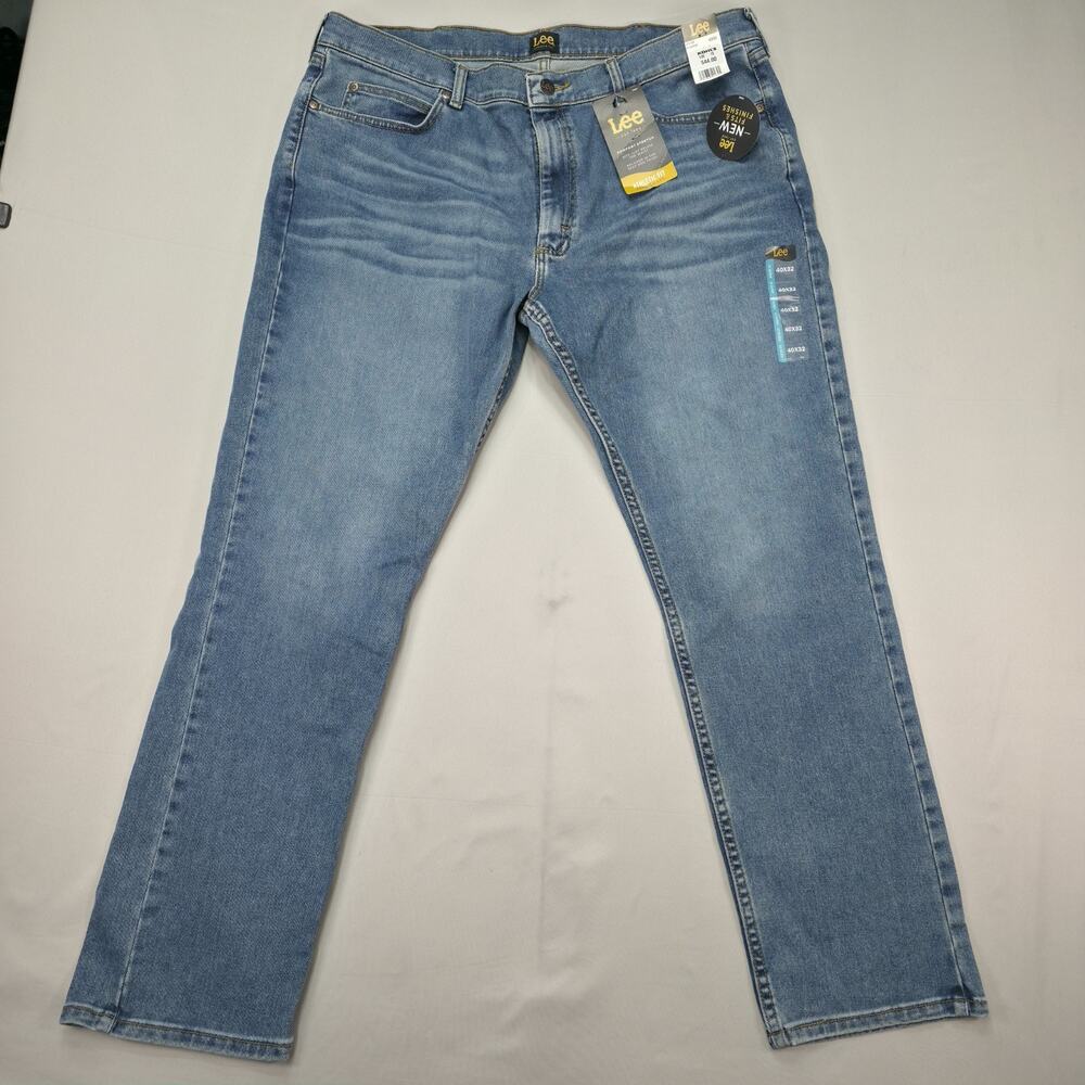Lee Athletic Fit Jeans Mens 39x30 Actul Straight Leg Stretch Comfort Light Wash